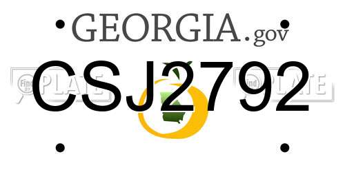 CSJ2792 Georgia License Plate