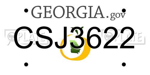 CSJ3622 Georgia License Plate
