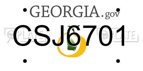 CSJ6701 Georgia License Plate