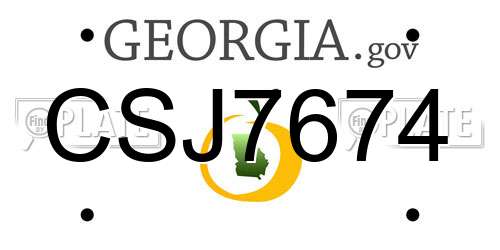 CSJ7674 Georgia License Plate