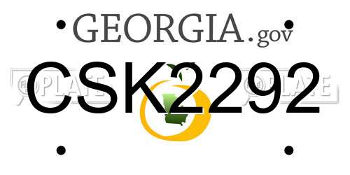CSK2292 Georgia License Plate