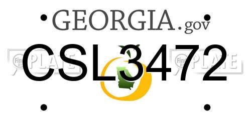 CSL3472 Georgia License Plate