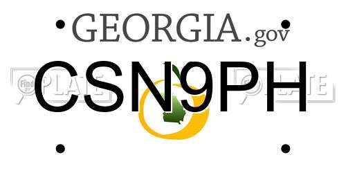 CSN9PH Georgia License Plate