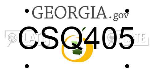CSQ405 Georgia License Plate