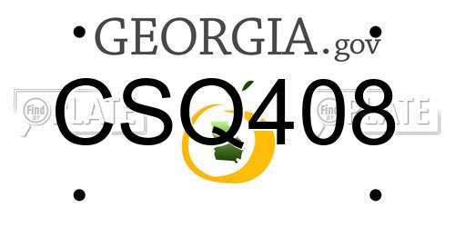 CSQ408 Georgia License Plate