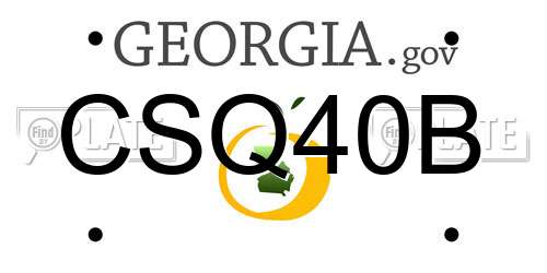 CSQ40B Georgia License Plate