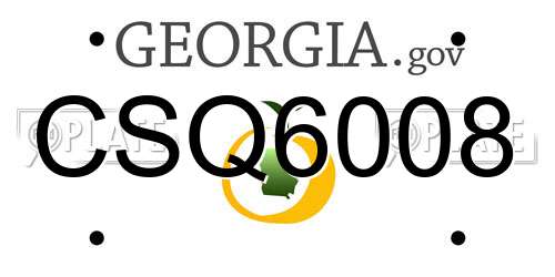 CSQ6008 Georgia License Plate