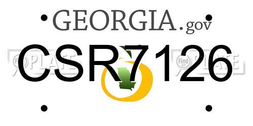 CSR7126 Georgia License Plate