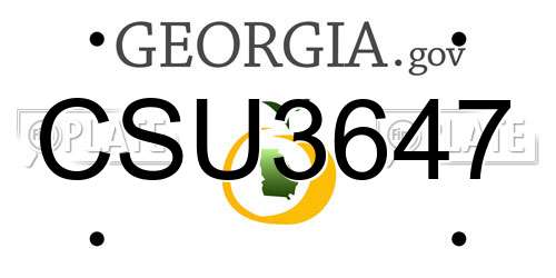 CSU3647 Georgia License Plate