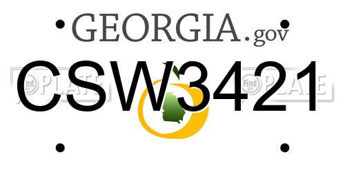 CSW3421 Georgia License Plate
