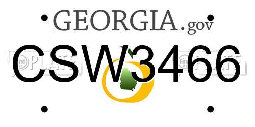 CSW3466 Georgia License Plate