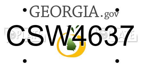 CSW4637 Georgia License Plate