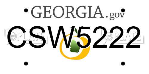 CSW5222 Georgia License Plate