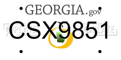 CSX9851 Georgia License Plate