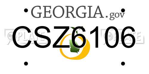 CSZ6106 Georgia License Plate