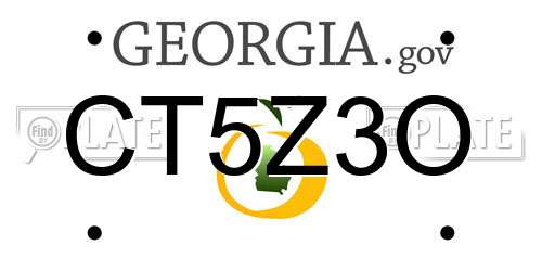 CT5Z3O Georgia License Plate
