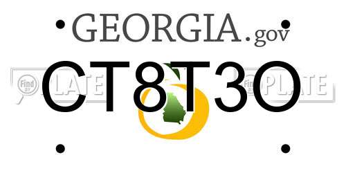 CT8T3O Georgia License Plate