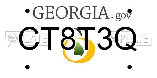 CT8T3Q Georgia License Plate