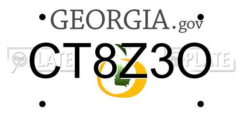 CT8Z3O Georgia License Plate