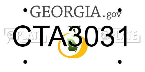 CTA3031 Georgia License Plate