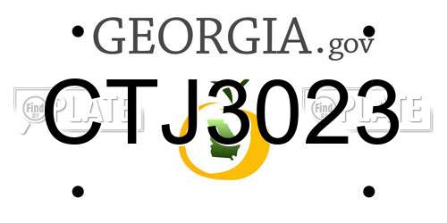 CTJ3023 Georgia License Plate
