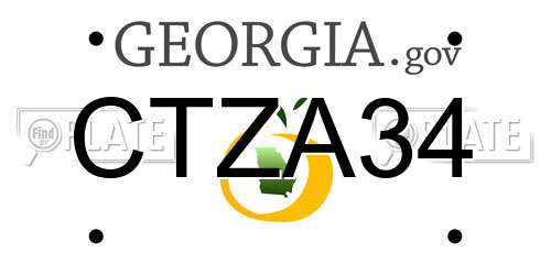 CTZA34 Georgia License Plate