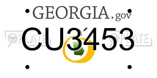 CU3453 Georgia License Plate