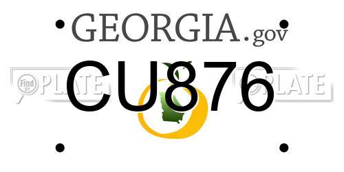 CU876 Georgia License Plate