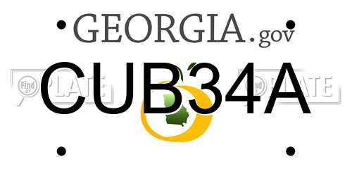CUB34A Georgia License Plate