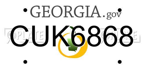 CUK6868 Georgia License Plate