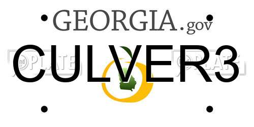 CULVER3 Georgia License Plate
