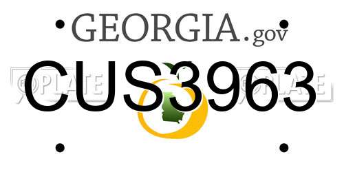CUS3963 Georgia License Plate