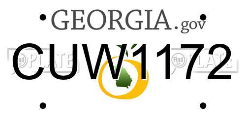 CUW1172 Georgia License Plate