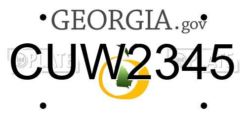 CUW2345 Georgia License Plate