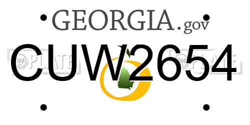 CUW2654 Georgia License Plate