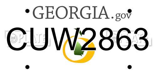 CUW2863 Georgia License Plate