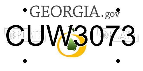 CUW3073 Georgia License Plate