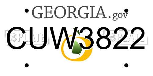 CUW3822 Georgia License Plate