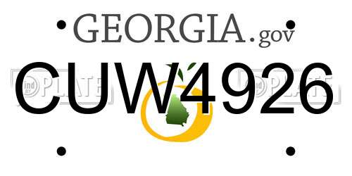 CUW4926 Georgia License Plate