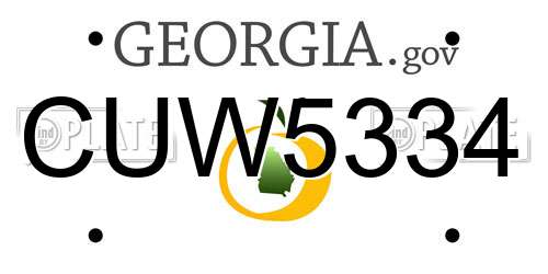 CUW5334 Georgia License Plate