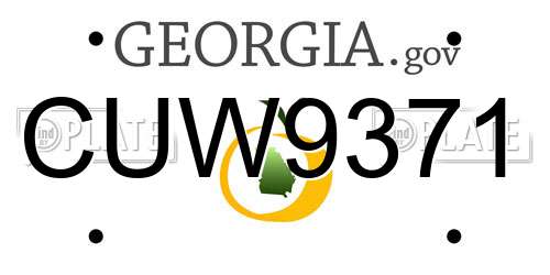 CUW9371 Georgia License Plate