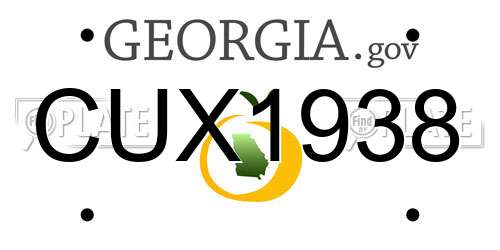 CUX1938 Georgia License Plate