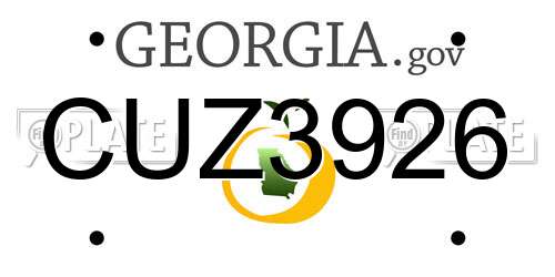 CUZ3926 Georgia License Plate