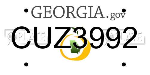 CUZ3992 Georgia License Plate