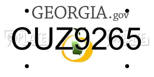 CUZ9265 Georgia License Plate