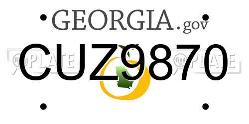 CUZ9870 Georgia License Plate