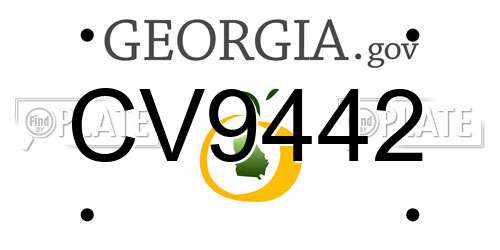 CV9442 Georgia License Plate