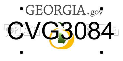 CVG3084 Georgia License Plate