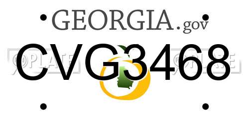 CVG3468 Georgia License Plate