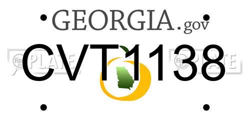 CVT1138 Georgia License Plate